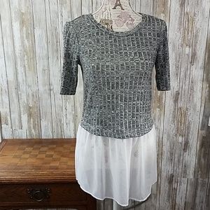 Bcbgeneration ribbed mixed media twofer tee